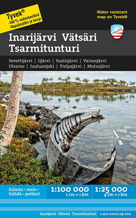 Inarijärvi Vätsäri Tsarmitunturi vesistökartta 1:100 000/1:25 000