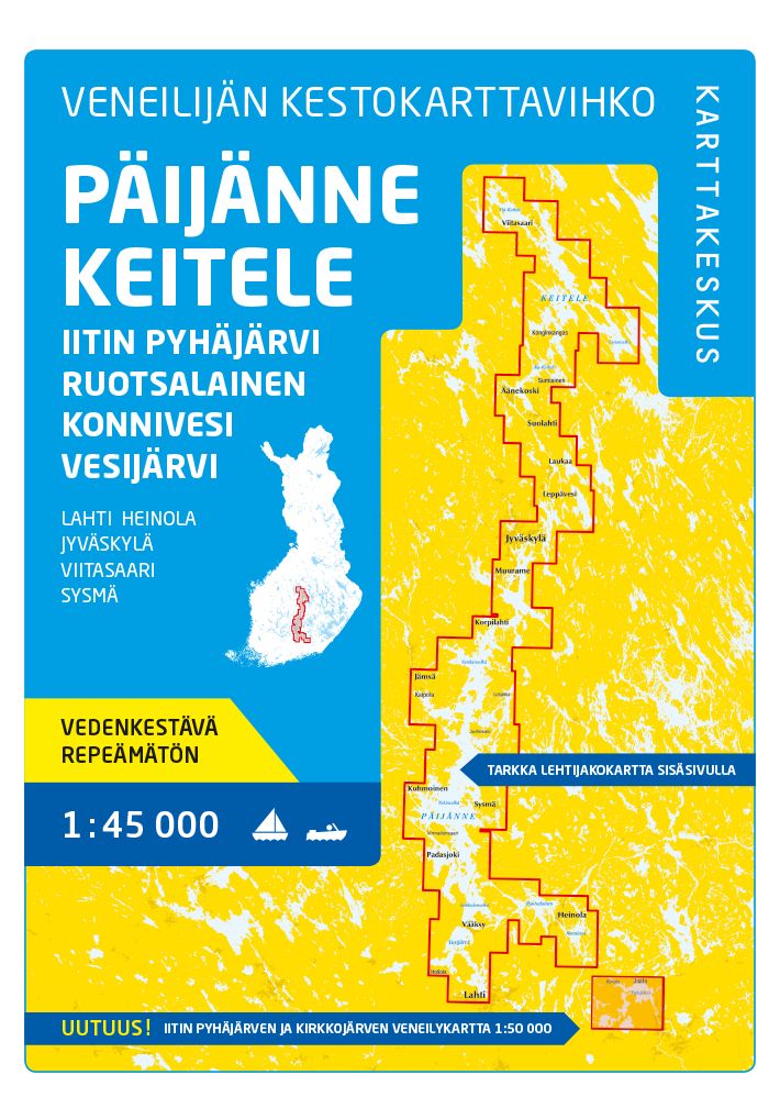 Veneilijän Kestokarttavihko Päijänne-Keitele 1:45 000