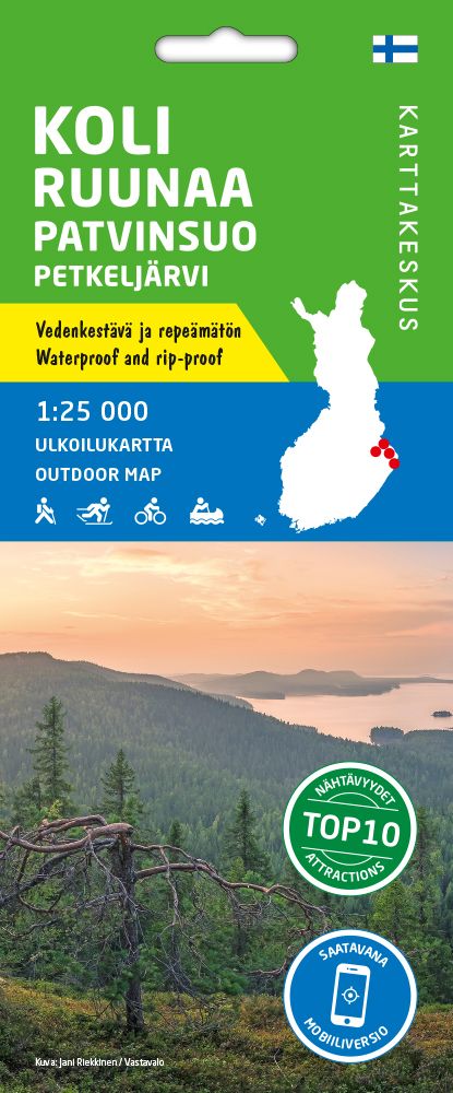 Koli-Ruunaa-Patvinsuo-Petkeljärvi ulkoilukartta, 1:25 000