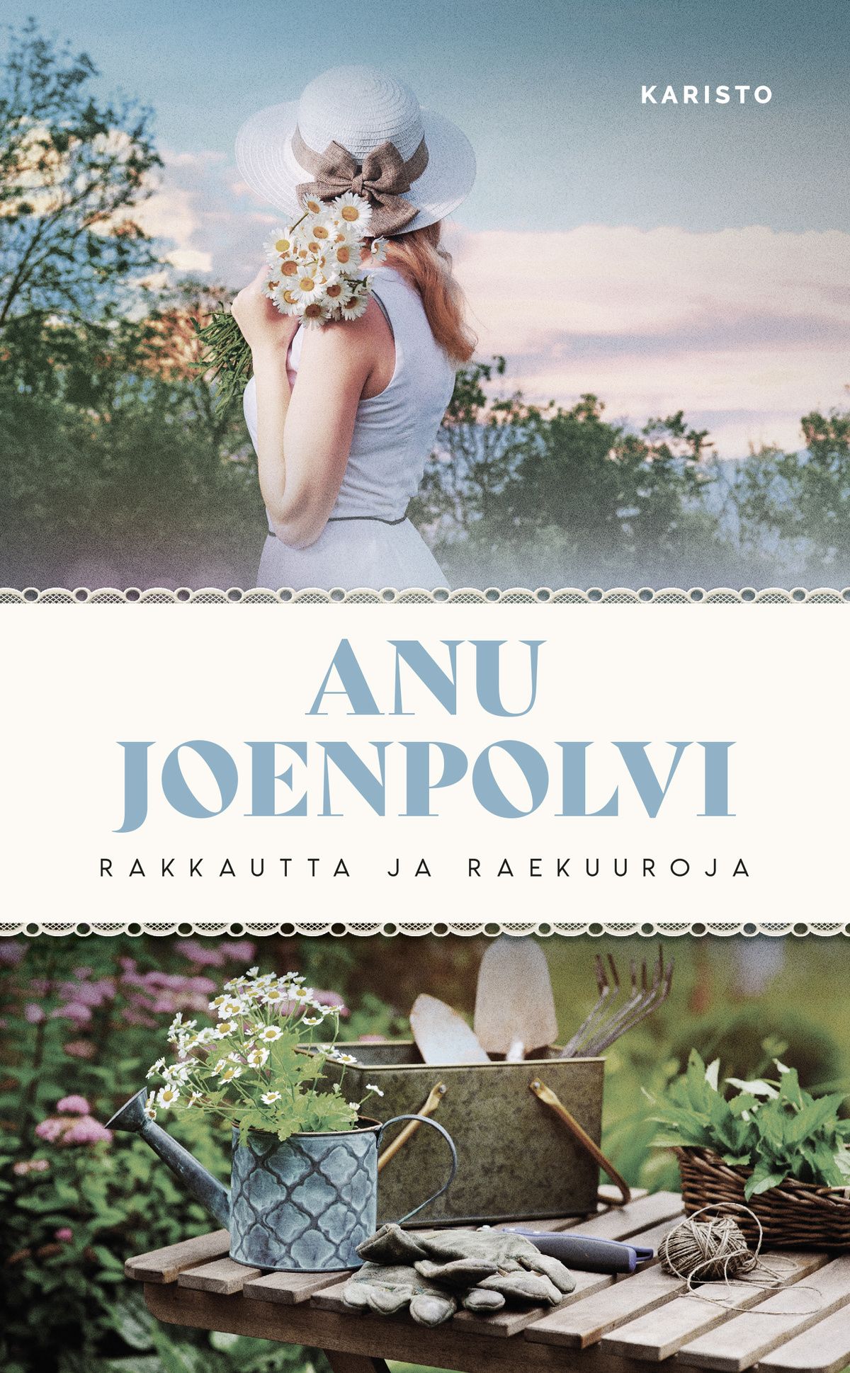 Kirjailijan Anu Joenpolvi käytetty kirja Rakkautta ja raekuuroja