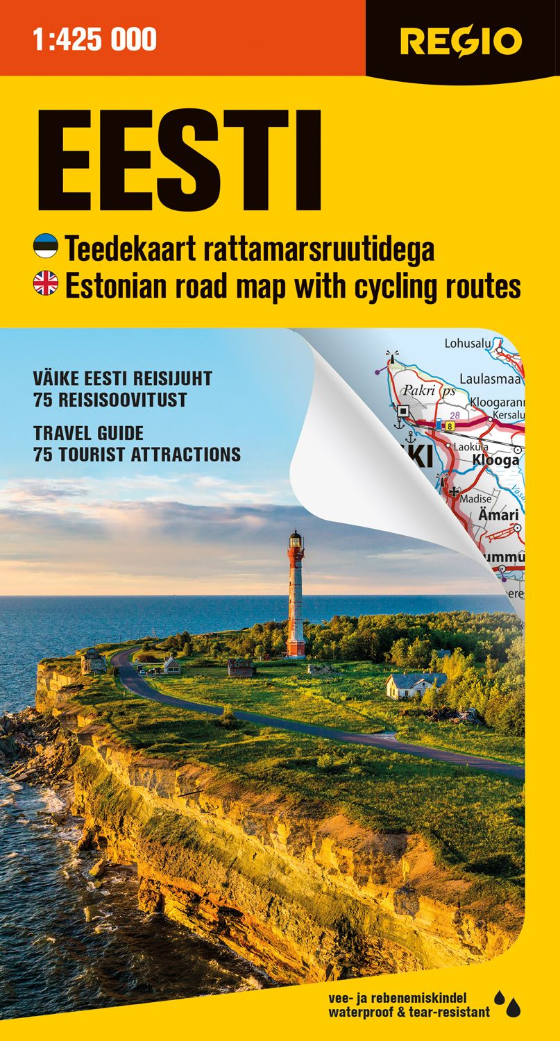 Estonian road map with cycling routes