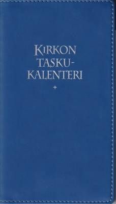 Kirkon taskukalenteri 2025+ siniset pujotuskannet, kynäpidike