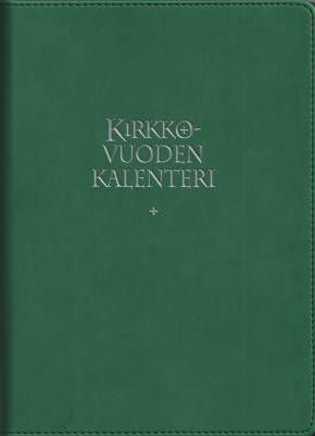 Kirkon viikkokalenteri 2025 + metsänvihreät pujotuskannet, kynäpidike