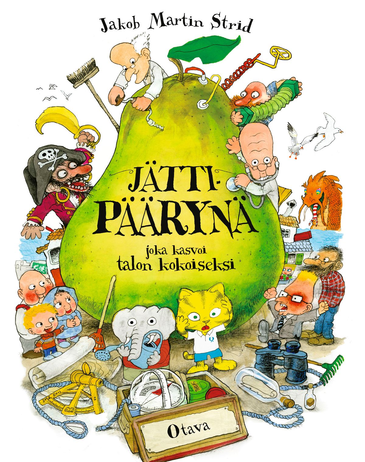 Kirjailijan Jakob Martin Strid käytetty kirja Jättipäärynä joka kasvoi talon kokoiseksi : (eli kertomus siitä, miten Jeremias Jylhävirta pääsi takaisin hänelle kuuluvaan virkaan Poutarannan pormestariksi, kaupungin asukkaiden suureksi iloksi, kaikkien pai