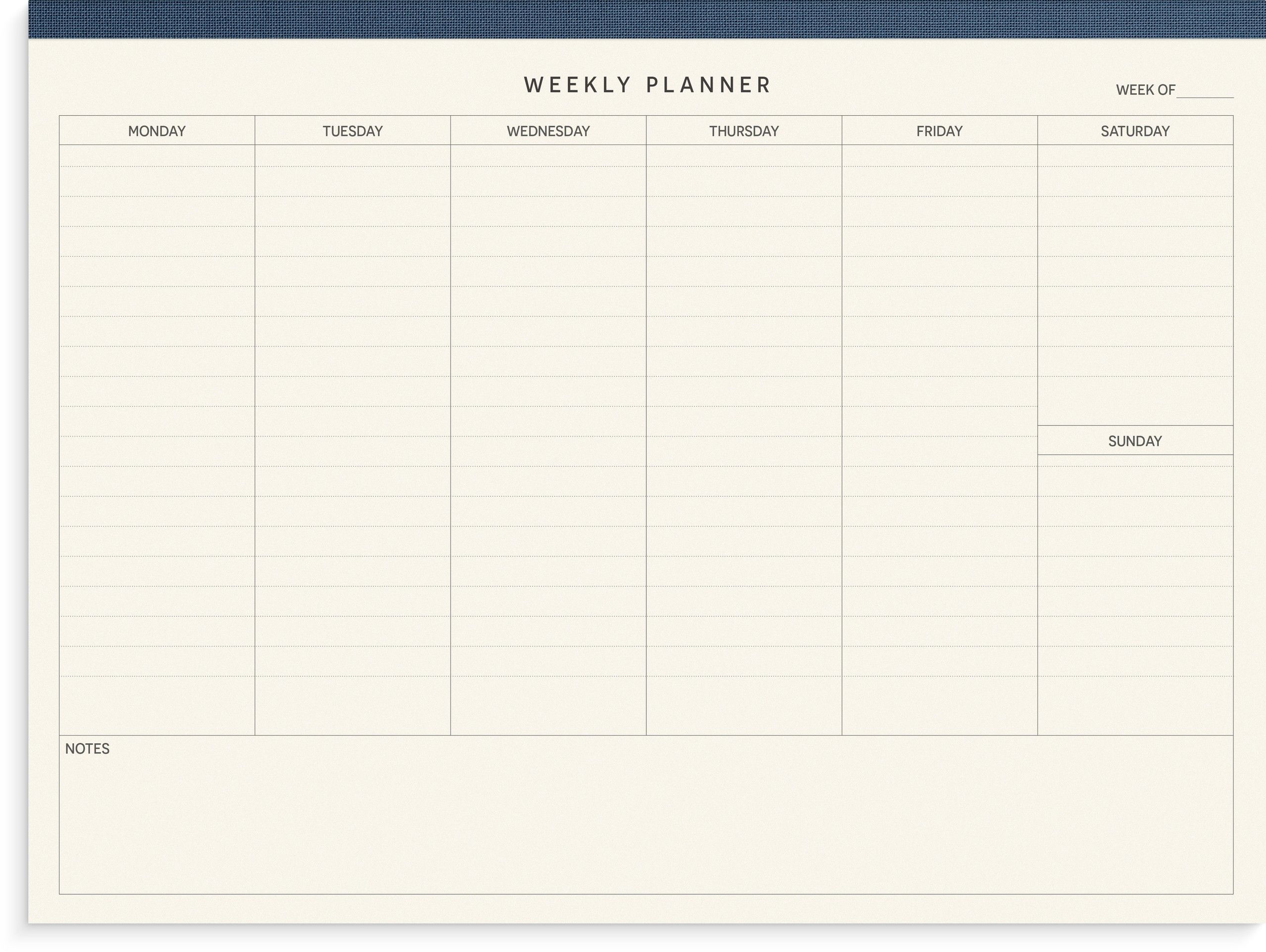 Weekly planner pad Textile