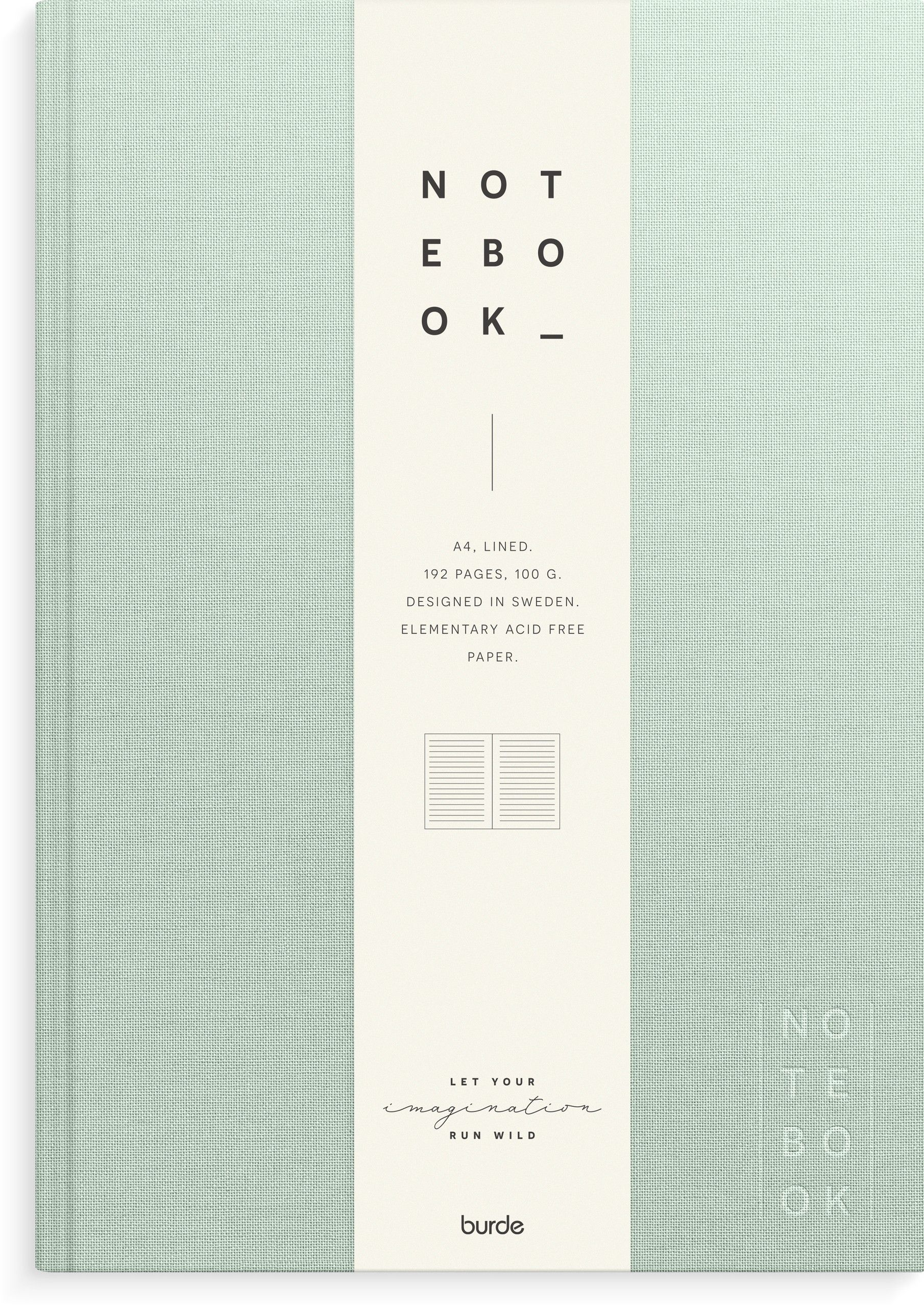 Notebook Textile green lined A4