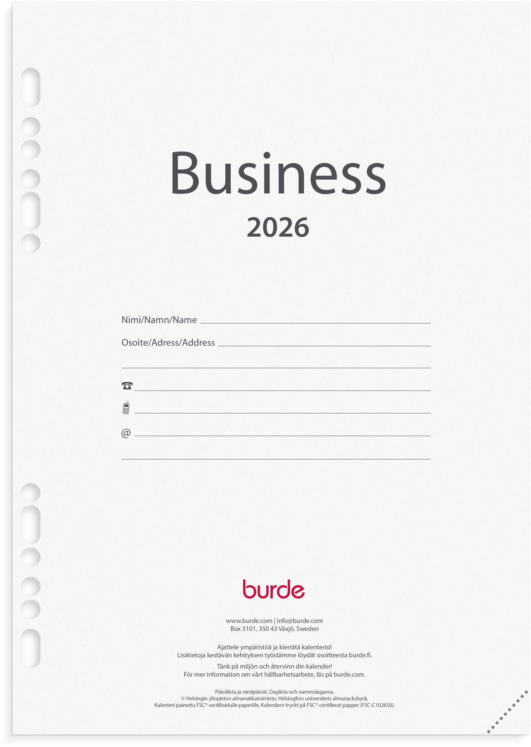 Business kalenteripaketti 12 kk 2026