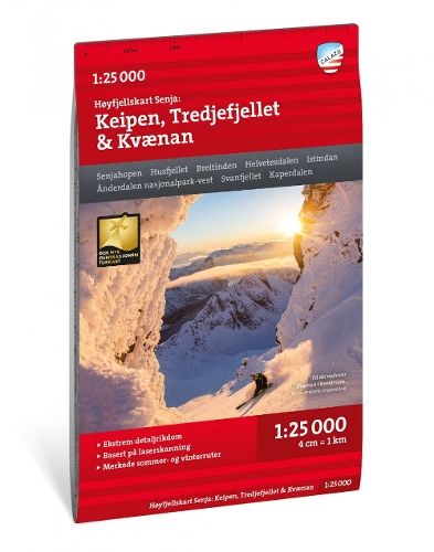 Høyfjellskart Senja: Keipen, Tredjefjellet & Kvænan 1:25 000