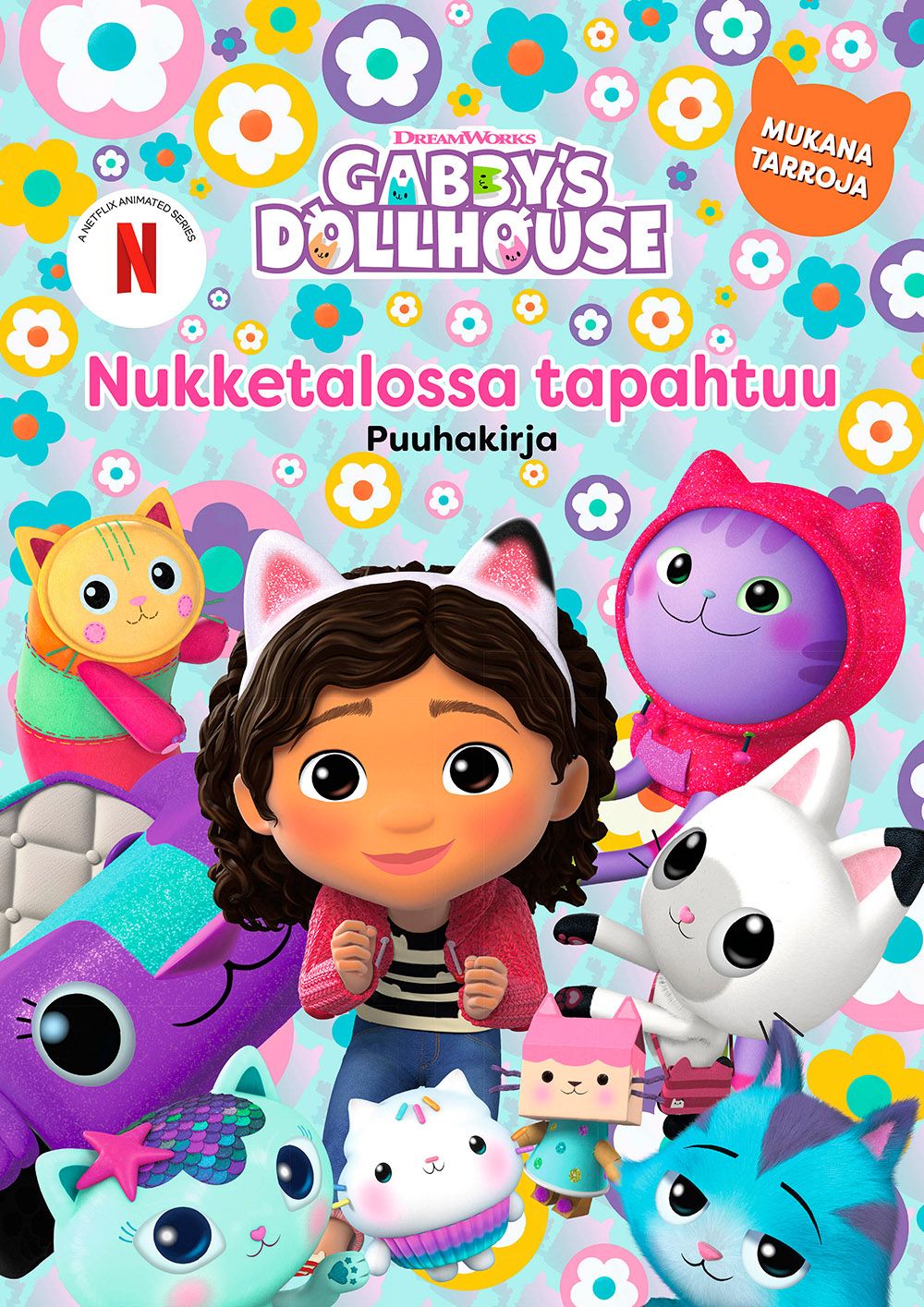 Gabby's Dollhouse Nukketalossa tapahtuu puuhakirja