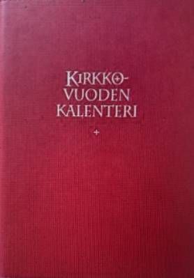 Kirkon viikkokalenteri 2027 , punaiset pujotuskannet, kynäpidike